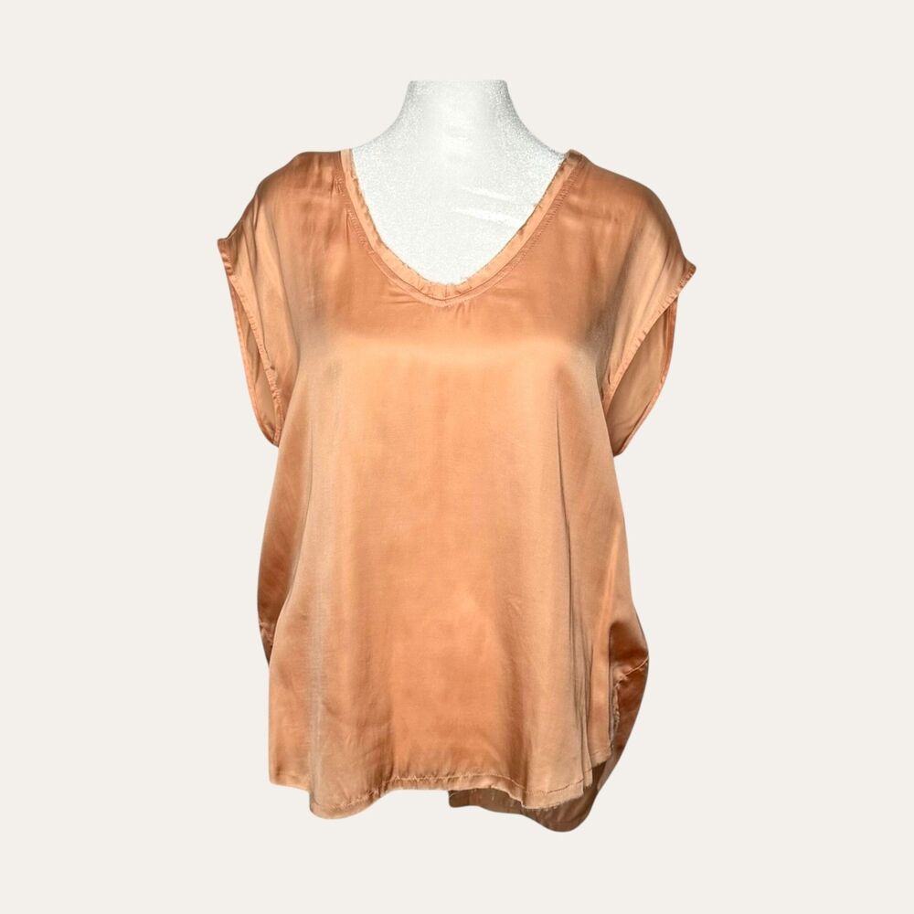 NWT-Dear John Apricot Viscose Rayon V-Neck Top-Size Small